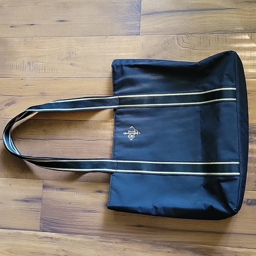 Vintage 90s Ralph Lauren Navy Blue Nylon Shoulder Tote Bag